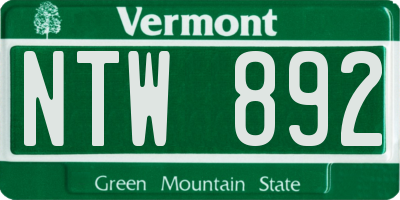 VT license plate NTW892