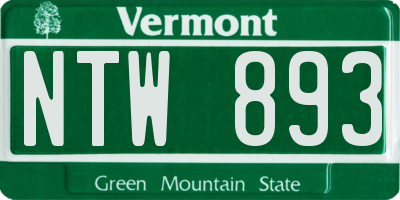 VT license plate NTW893