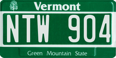 VT license plate NTW904