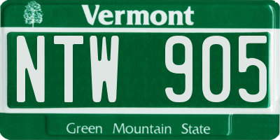 VT license plate NTW905
