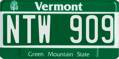 VT license plate NTW909