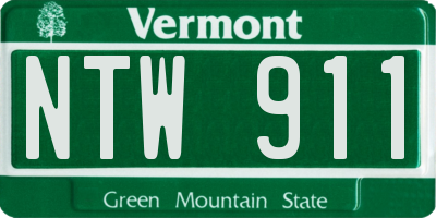 VT license plate NTW911