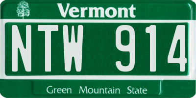 VT license plate NTW914