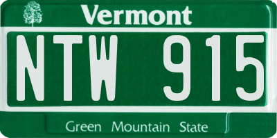 VT license plate NTW915