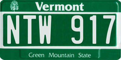 VT license plate NTW917