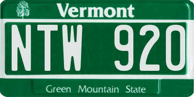 VT license plate NTW920