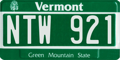 VT license plate NTW921