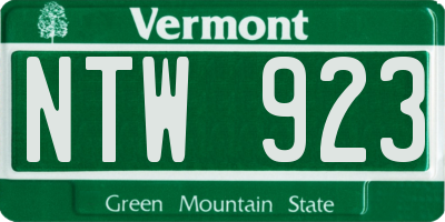 VT license plate NTW923