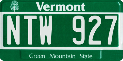 VT license plate NTW927