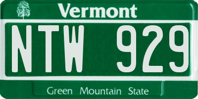 VT license plate NTW929
