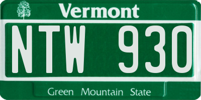 VT license plate NTW930