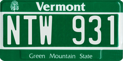 VT license plate NTW931