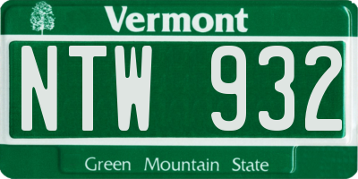 VT license plate NTW932