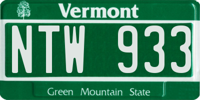 VT license plate NTW933