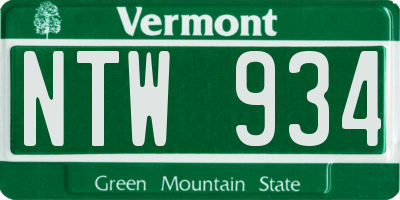 VT license plate NTW934