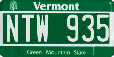 VT license plate NTW935