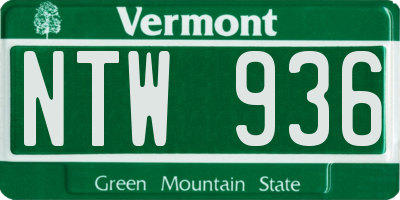 VT license plate NTW936