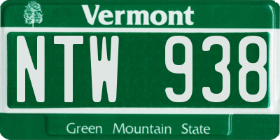 VT license plate NTW938