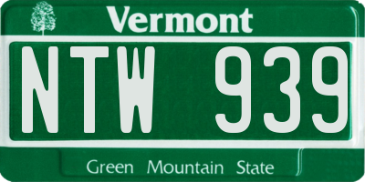 VT license plate NTW939