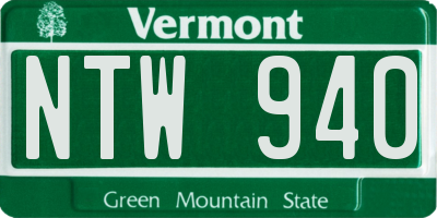 VT license plate NTW940