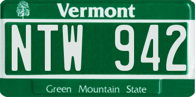 VT license plate NTW942