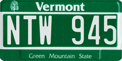 VT license plate NTW945