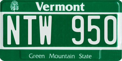 VT license plate NTW950