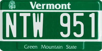 VT license plate NTW951