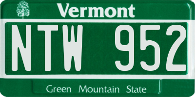 VT license plate NTW952