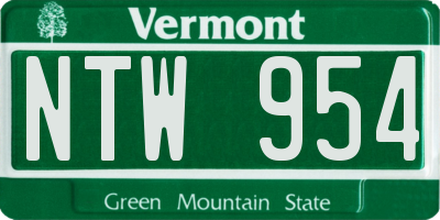 VT license plate NTW954