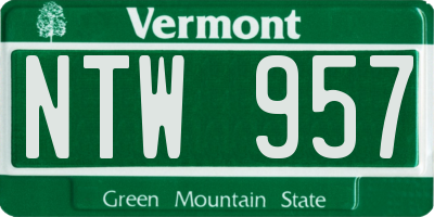 VT license plate NTW957