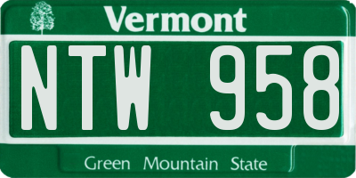 VT license plate NTW958
