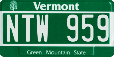 VT license plate NTW959