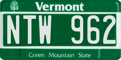 VT license plate NTW962