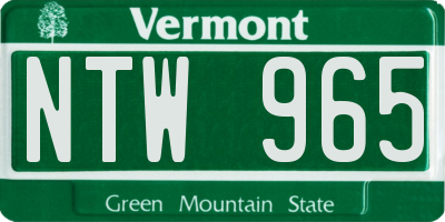 VT license plate NTW965