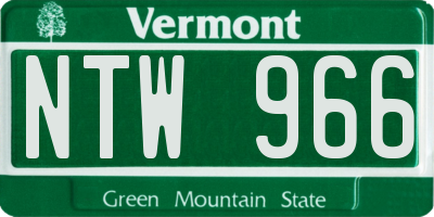 VT license plate NTW966