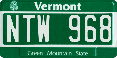 VT license plate NTW968