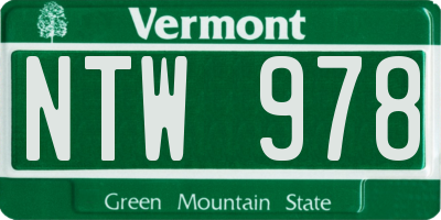 VT license plate NTW978