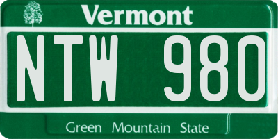 VT license plate NTW980