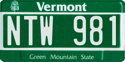 VT license plate NTW981
