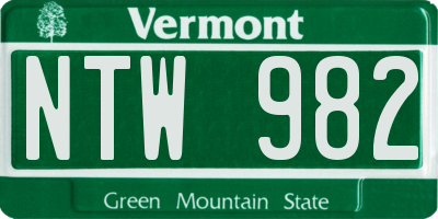 VT license plate NTW982