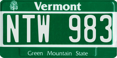 VT license plate NTW983