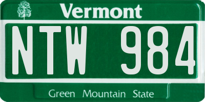VT license plate NTW984