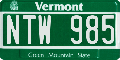 VT license plate NTW985