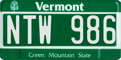 VT license plate NTW986