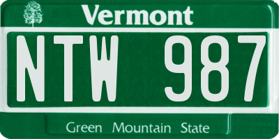 VT license plate NTW987