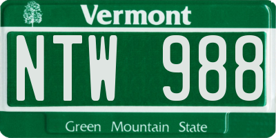 VT license plate NTW988