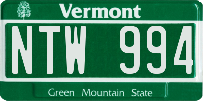 VT license plate NTW994