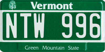 VT license plate NTW996
