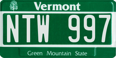 VT license plate NTW997